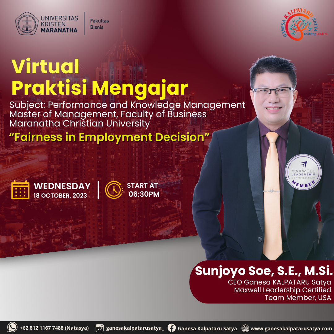 Virtual Praktisi Mengajar Magister Manajemen Fakultas Bisnis Universitas Kristen Maranatha: Fairness in Employment Decision