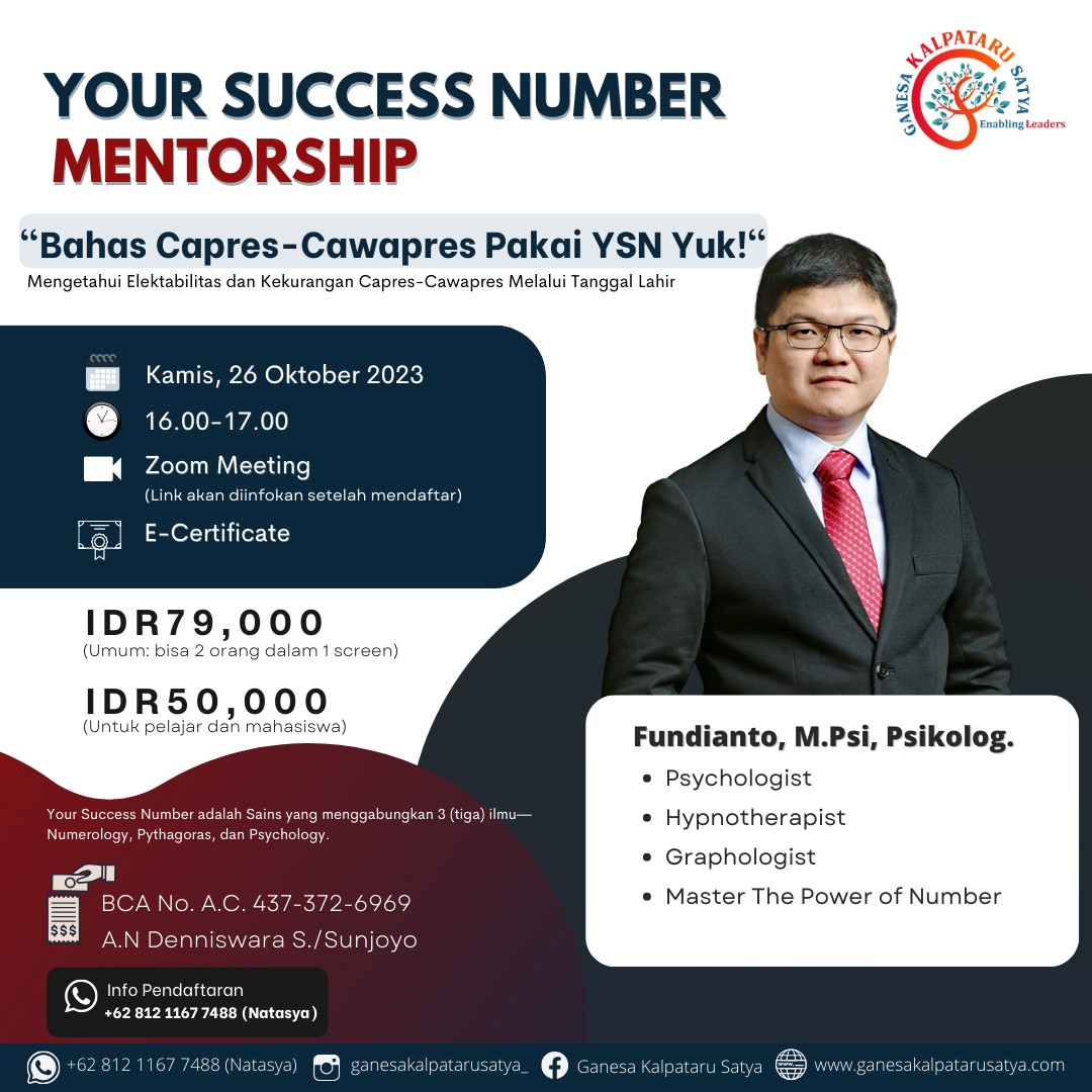 Your Success Number Mentorship: Bahas Capres - Cawapres Pakai YSN yuk!- Mengetahui Elektabilitas dan Kekurangan Capres-Cawapres Melalui Tanggal Lahir