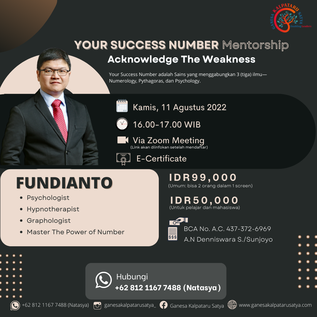 Your Success Number Mentorship: Acknowledge The Weakness