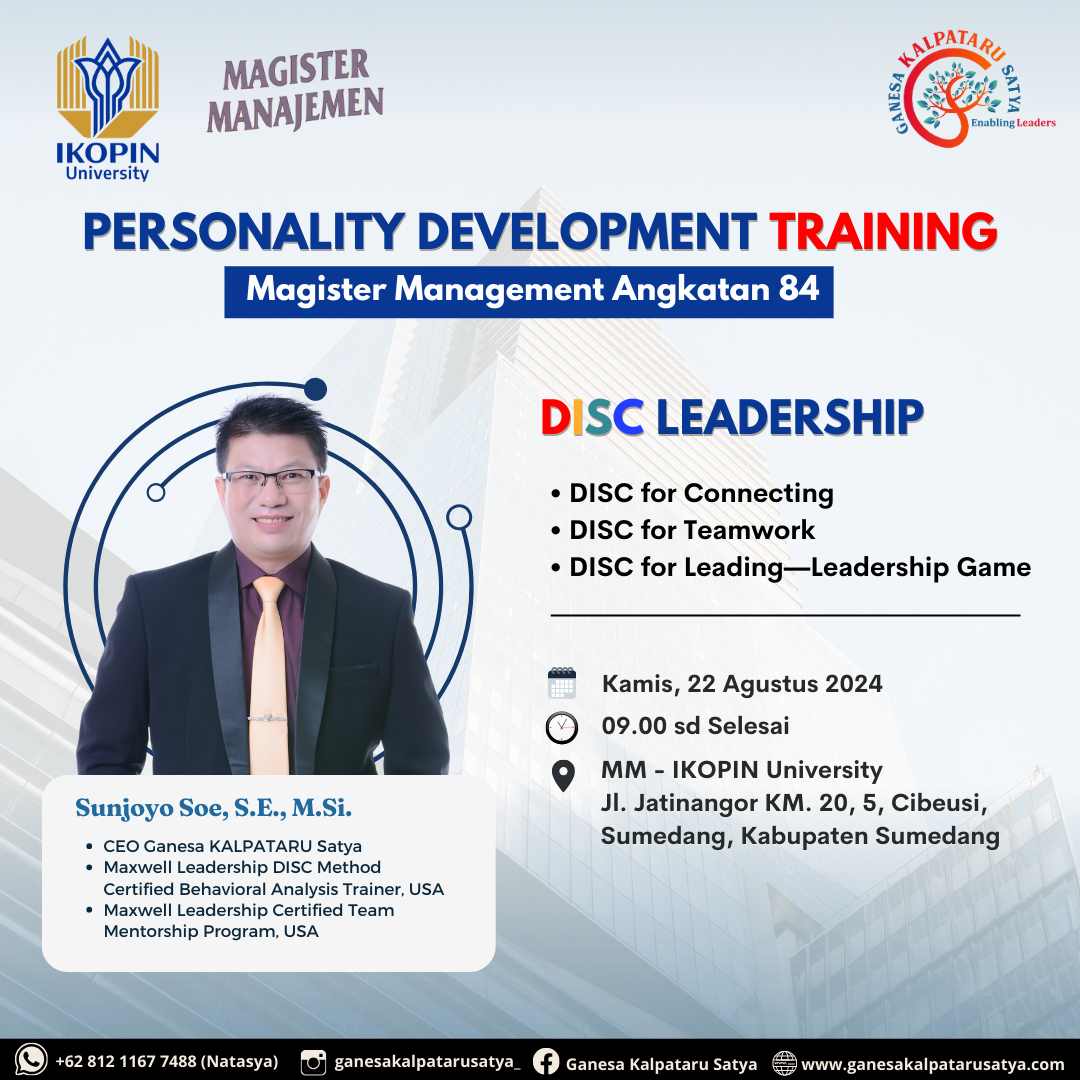 Personality Development Training - Magister Management IKOPIN Angkatan 84