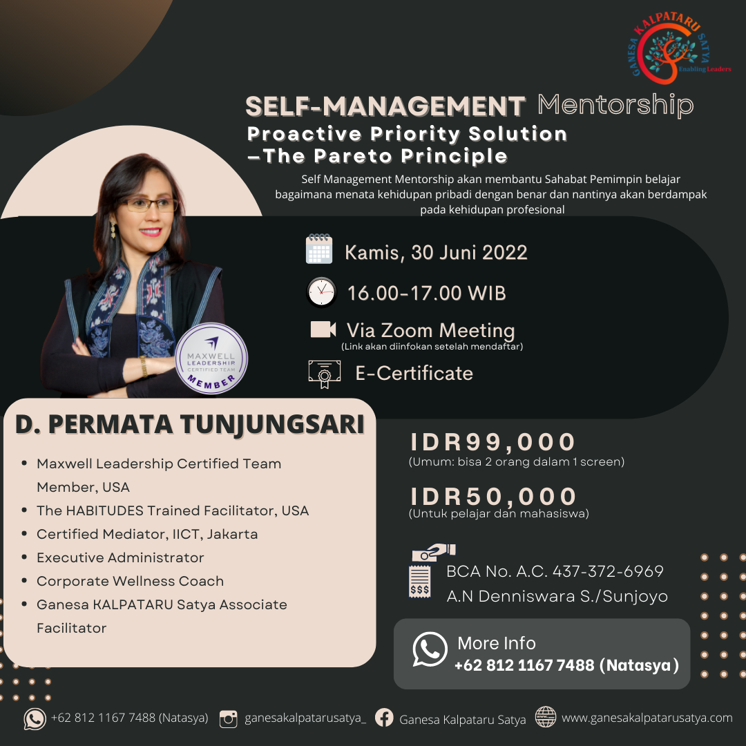 Self-Management Mentorship: Proactive Priority Solution - The Pareto Principle