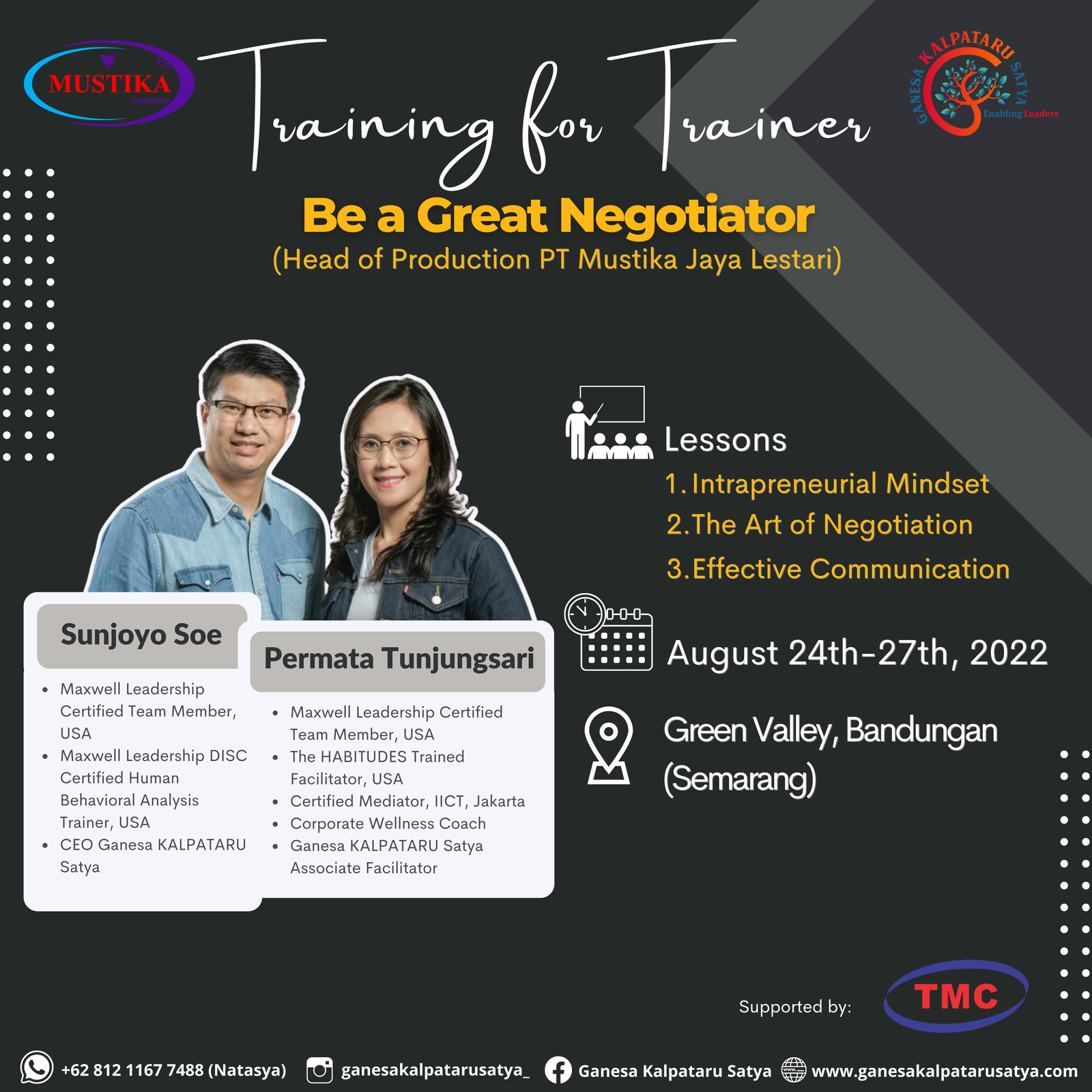 Training for Trainer (Be a Great Negotiator) PT Mustika Jaya Lestari