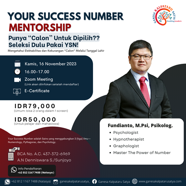 Your Success Number Mentorship: Punya Calon Untuk Dipilih?? Seleksi Dulu Pakai YSN!