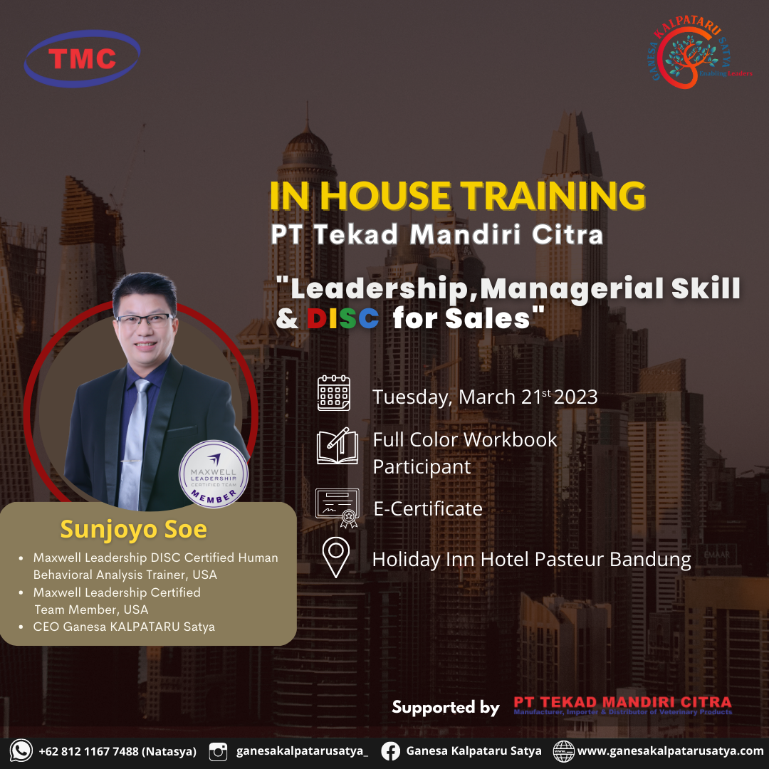 Training Leadership, Managerial Skill & DISC for Sales