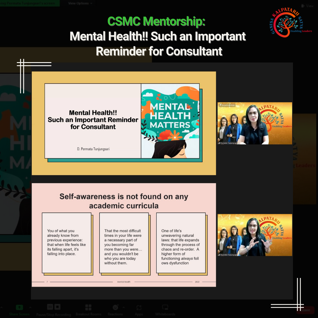 CSMC Mentorship: Mental Health!! Such an Important Reminder for Consultant
